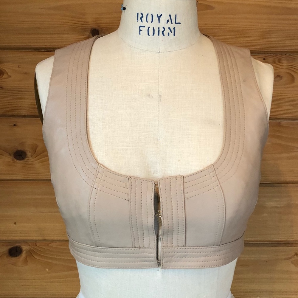 Arden B Nude Cropped Leather Vest